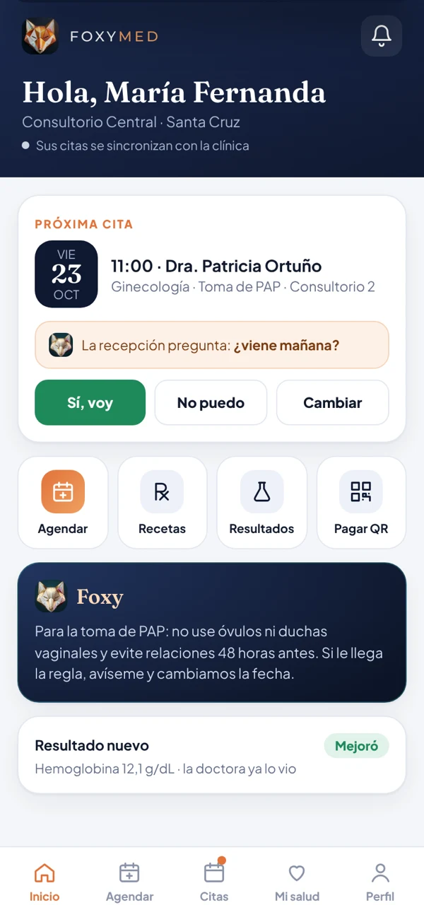 App de FoxyMed para el paciente